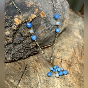 Vintage beaded periwinkle lilac chain necklace